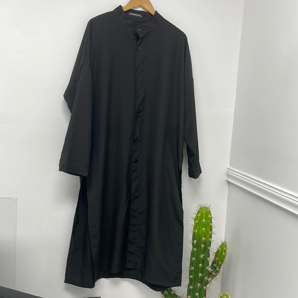 Black button down oversized shirt, Size 2XL, brand INCERUN